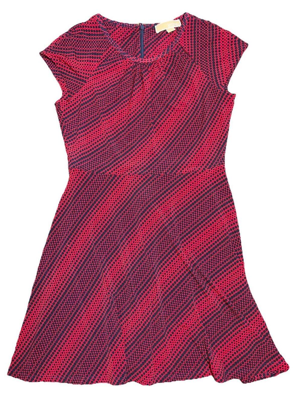Michael Michael Kors Dress Womens M Red Polka Dot Ruffle Hem Midi Summer Casual